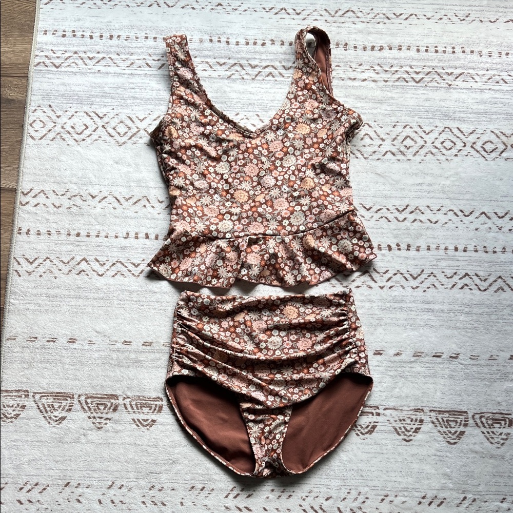 Floral Peplum Swimsuit Set